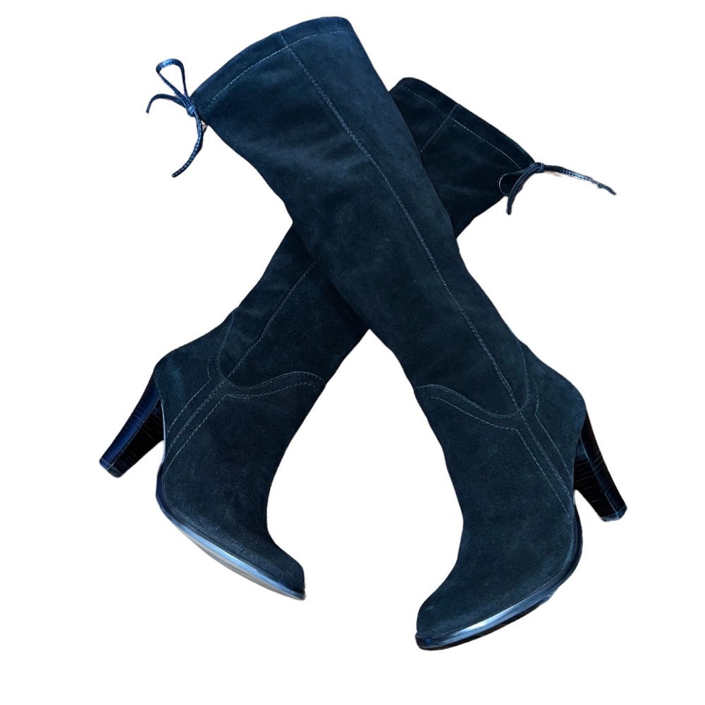 Cynthia Vincent Prescott Black Suede Heeled Boots